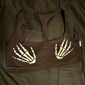 Victoria’s Secret VS Pink Glow in the Dark Skeleton hands unlined bralette large